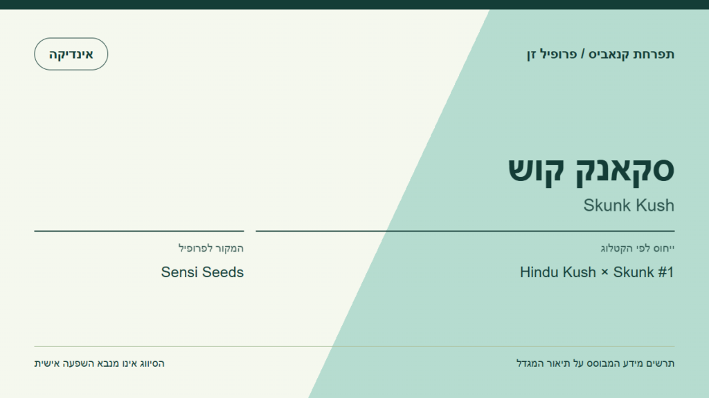 תרשים פרופיל הזן סקאנק קוש לפי קטלוג המגדל