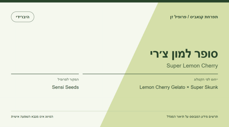 תרשים פרופיל הזן סופר למון צ׳רי לפי קטלוג המגדל