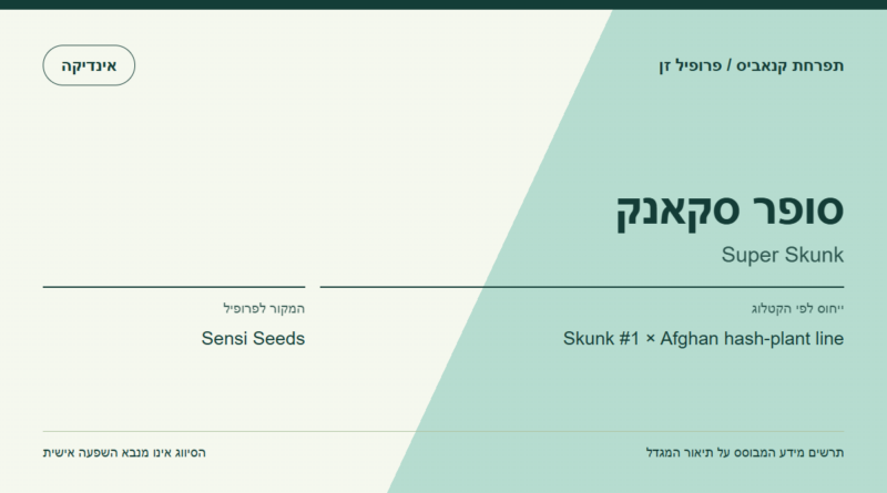 תרשים פרופיל הזן סופר סקאנק לפי קטלוג המגדל