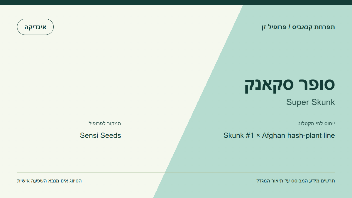 תרשים פרופיל הזן סופר סקאנק לפי קטלוג המגדל