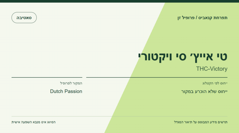 תרשים פרופיל הזן טי אייץ׳ סי ויקטורי לפי קטלוג המגדל